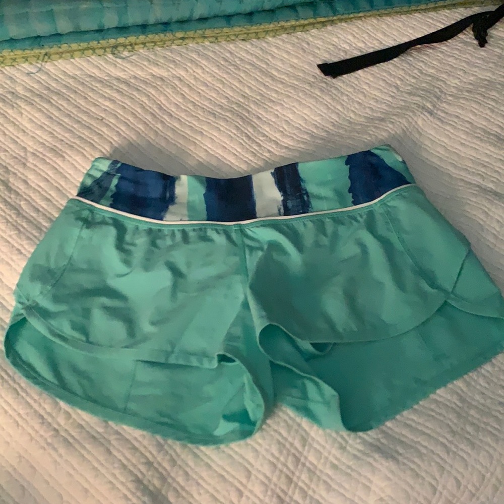 Teal lululemon speedup shorts